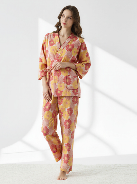 Pigiama Kimono in cotone “Sogno Hawaiano”